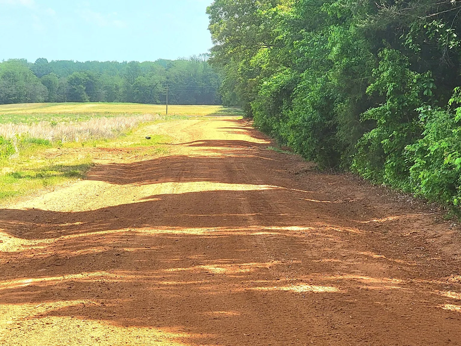 After: the driveway built with straight lines and ditches