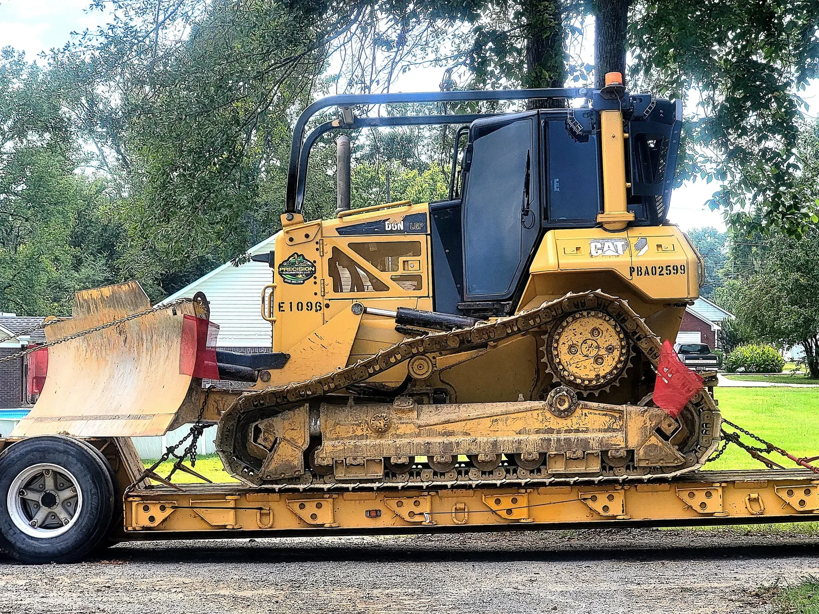 Dozer chained on the lowboy