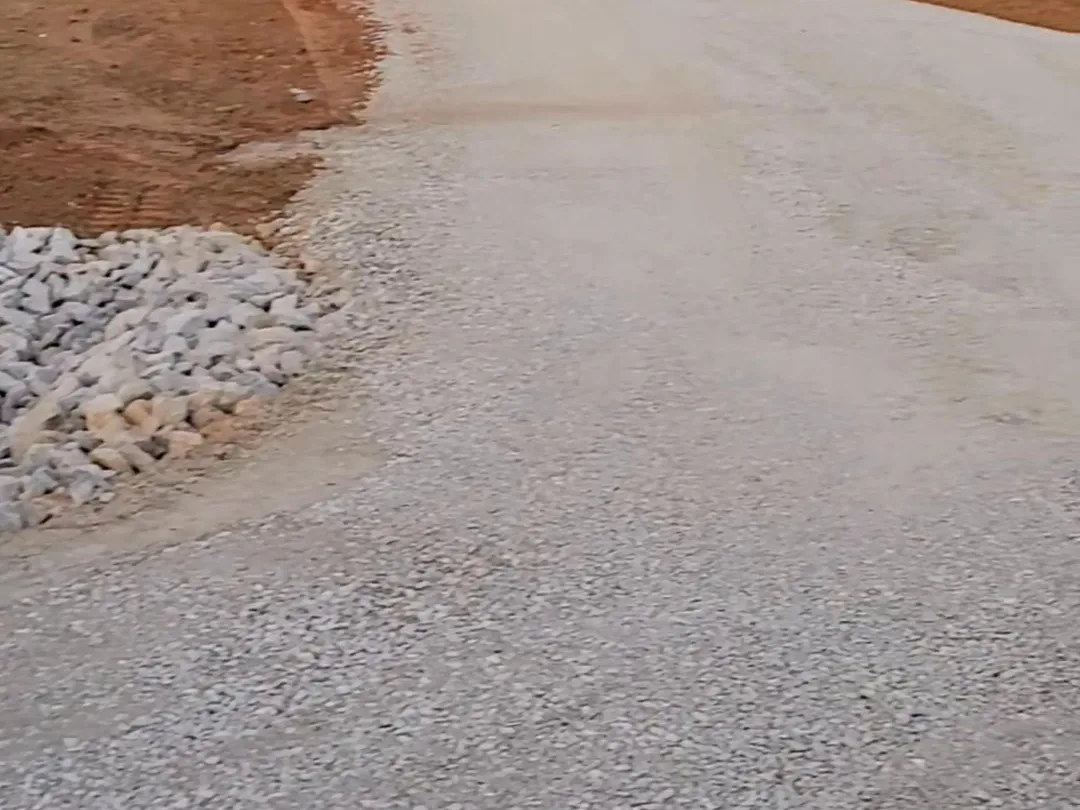 Driveway entrance with rock over the culvert