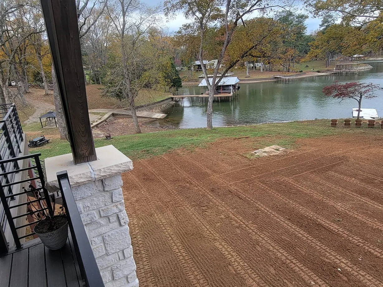Lakefront lot leveled with new French drains
