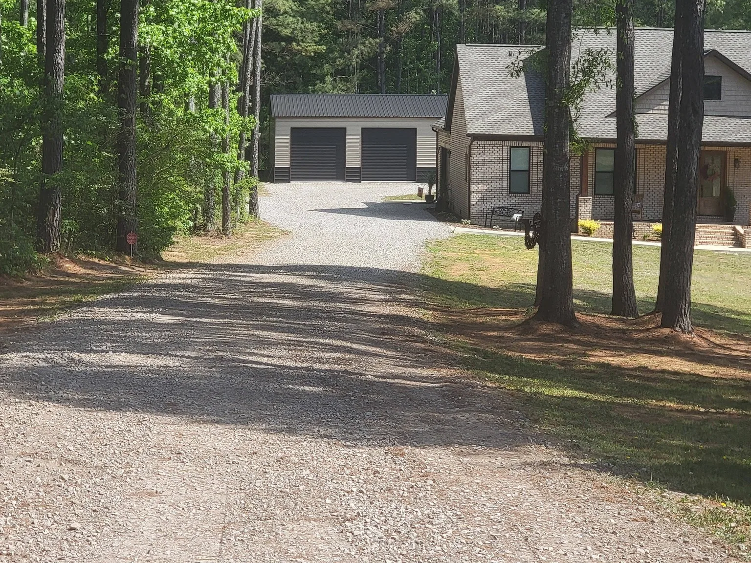 Limestone driveway laid down