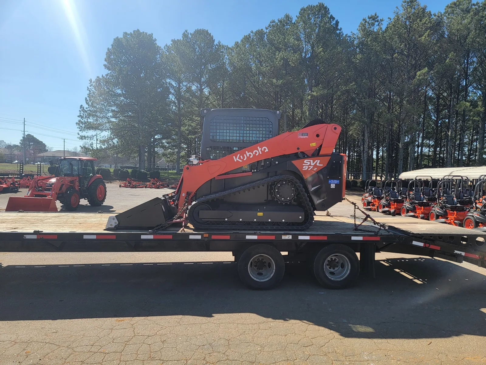 Skid steer loaded on the trailer